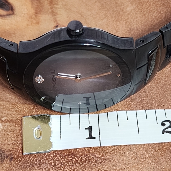 FOSSIL ARKITEKT FS-4166 All Black Real Diamond Stainless Steel Dress Watch/Used - Picture 4 of 12